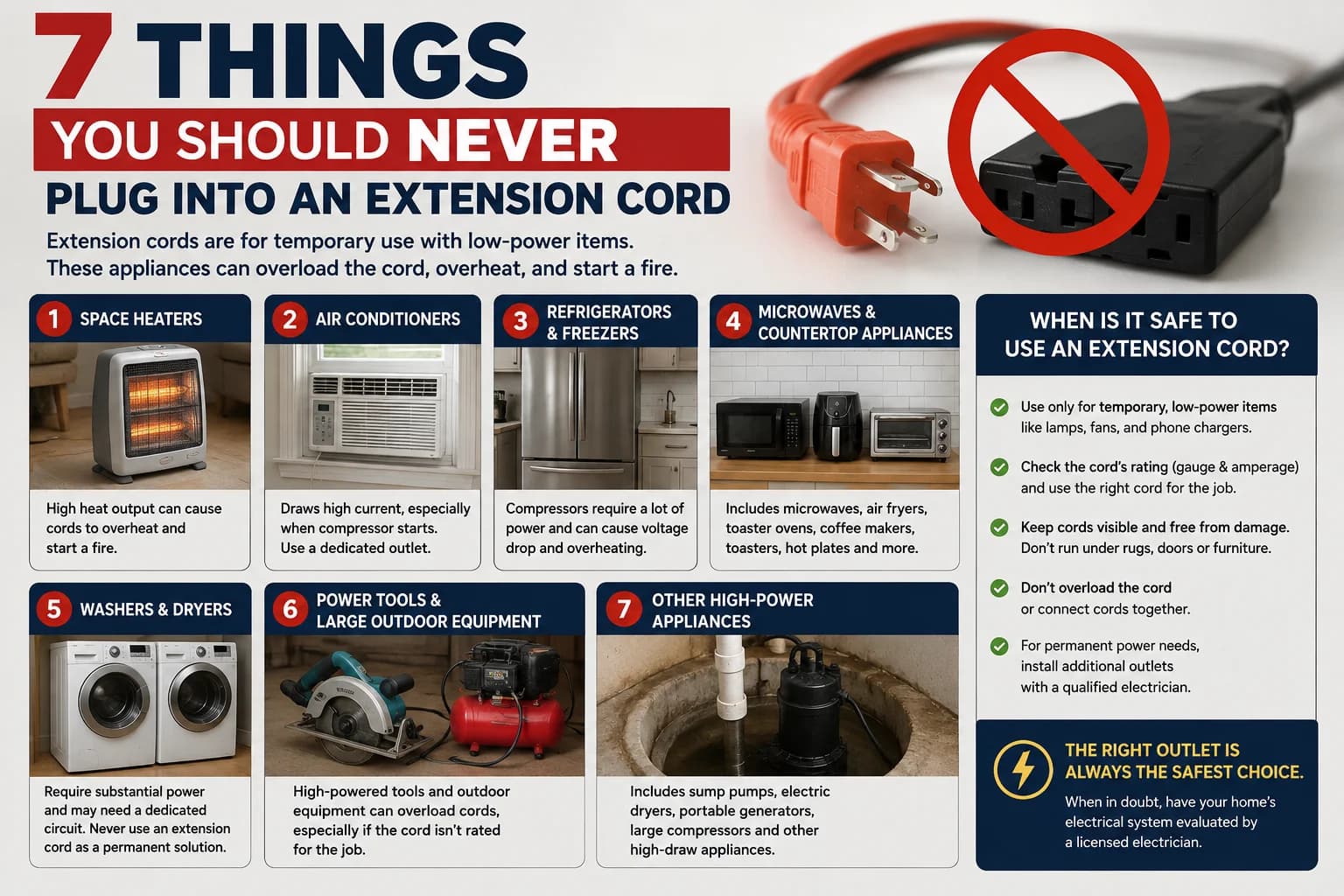7 Things You Should Never Plug Into an Extension Cord