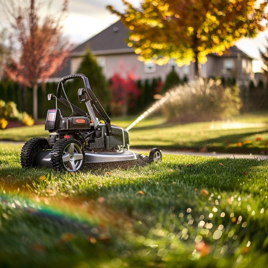 autumn lawn care stockcake